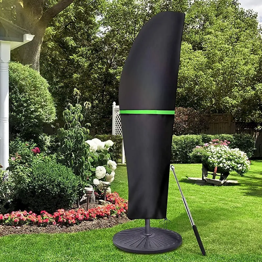 

Водонепроницаемый чехол для уличного зонта с молнией, подходит для консольных зонтов 9-13 футов, защита от УФ-излучения и непогоды, черный
