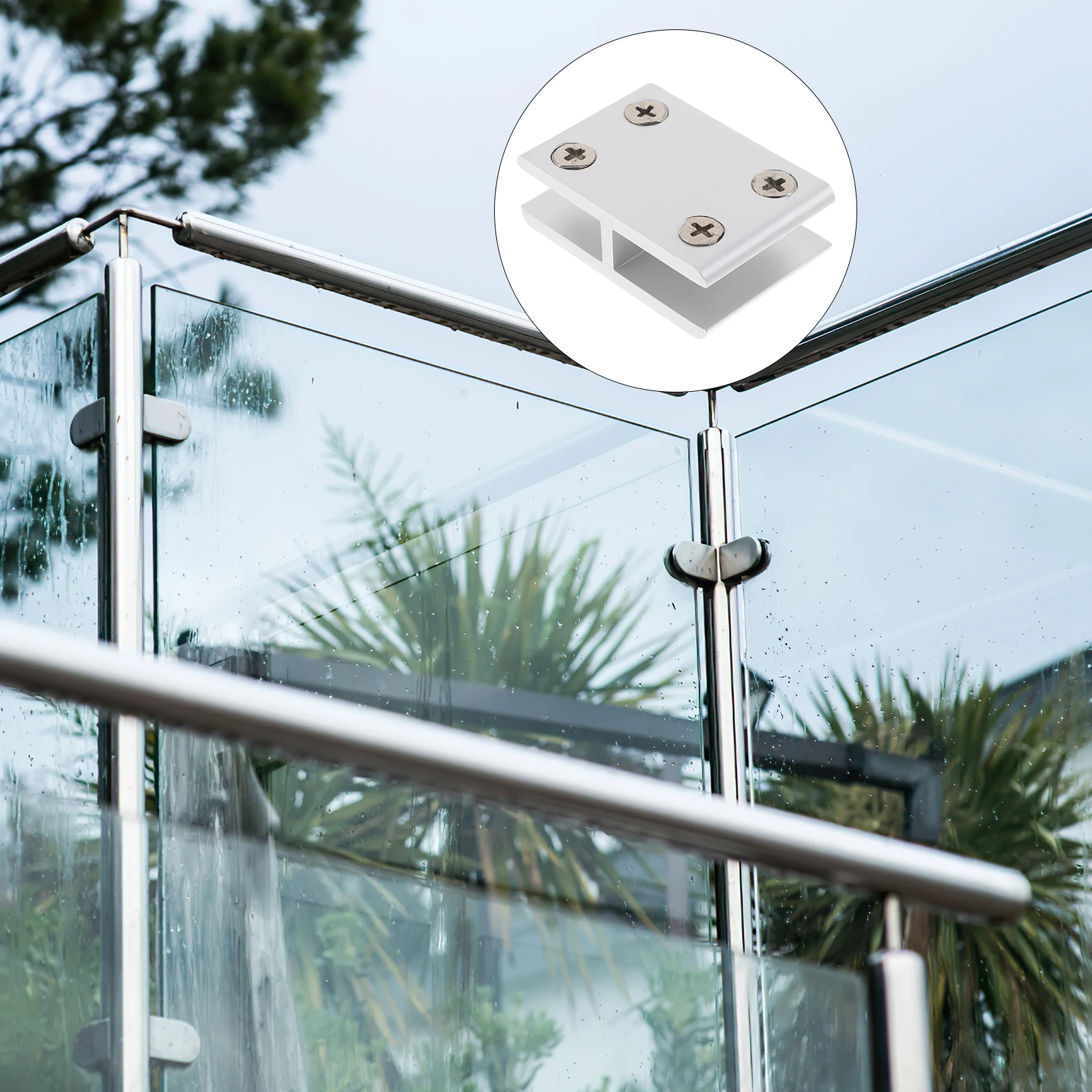 2 قطعة حامل مشابك سبائك الألومنيوم درابزين زجاجي المشبك ل الدرابزين الأثاث دعم مقاطع قوس الزجاج الجرف بركة سطح السفينة #4