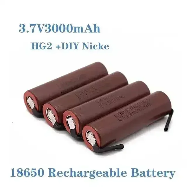 100% Original HG2 18650 3000mAh Rechargeable battery 18650 HG2 3.6V discharge 20A dedicated For hg2 batteries + DIY Nickel