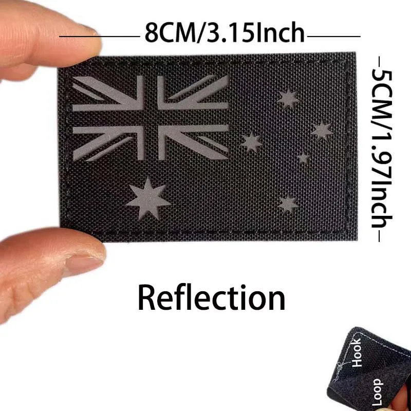 Australian Flag Patch Embroidered Applique,PVC Morale Emblem,IR Infrared Reflective Military Badge Tactical Sticker For Backpack