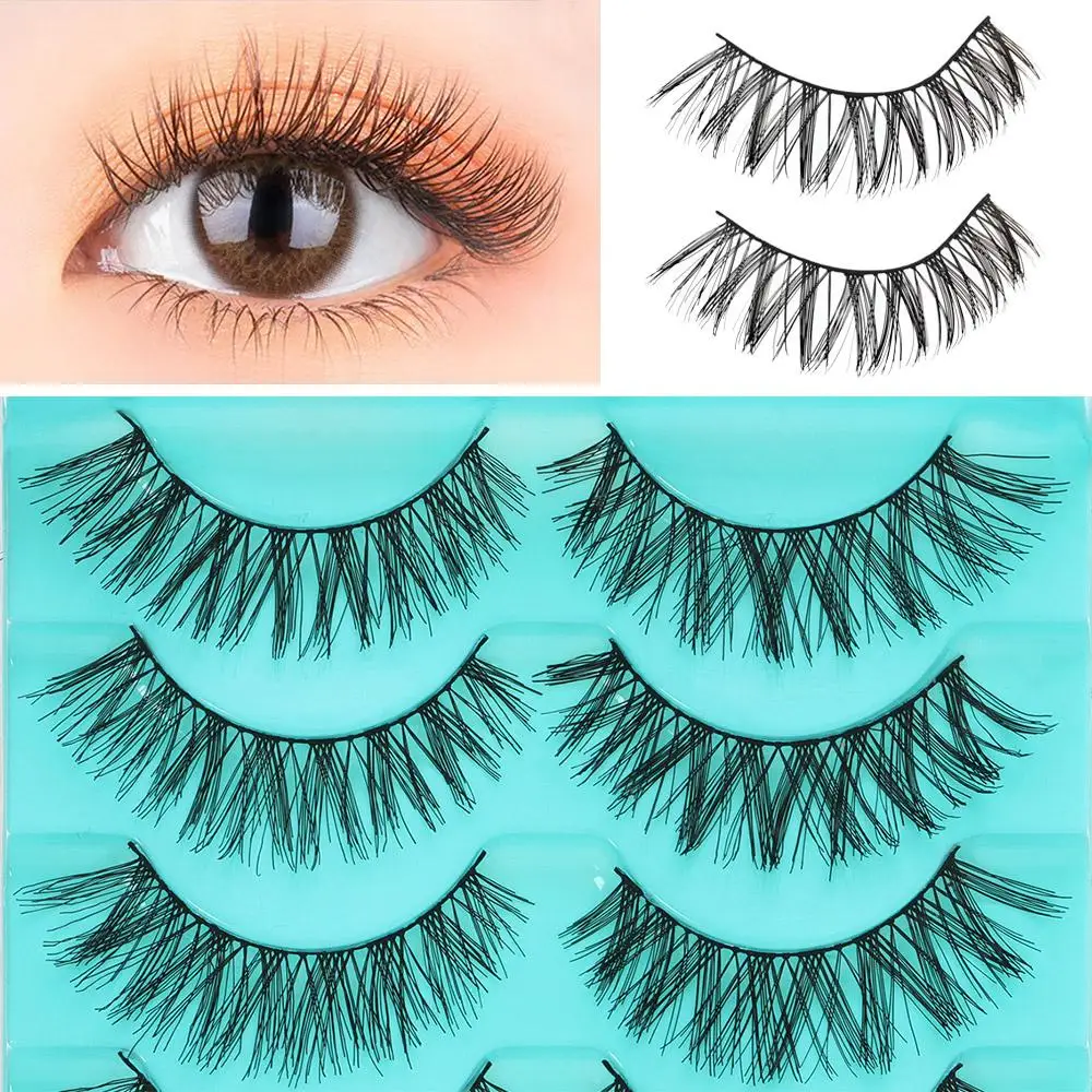 5 Pairs Long Thick Cross Natural Black Eye Lashes Extension False  Eyelashes Handmade