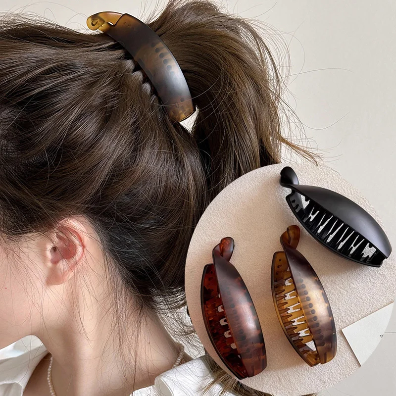 

Black Summer Small Hairpin Fashion Ponytail Hairpin Minimalist Women Solid Color Banana Clip Solid Color Hairpin Banana Clip