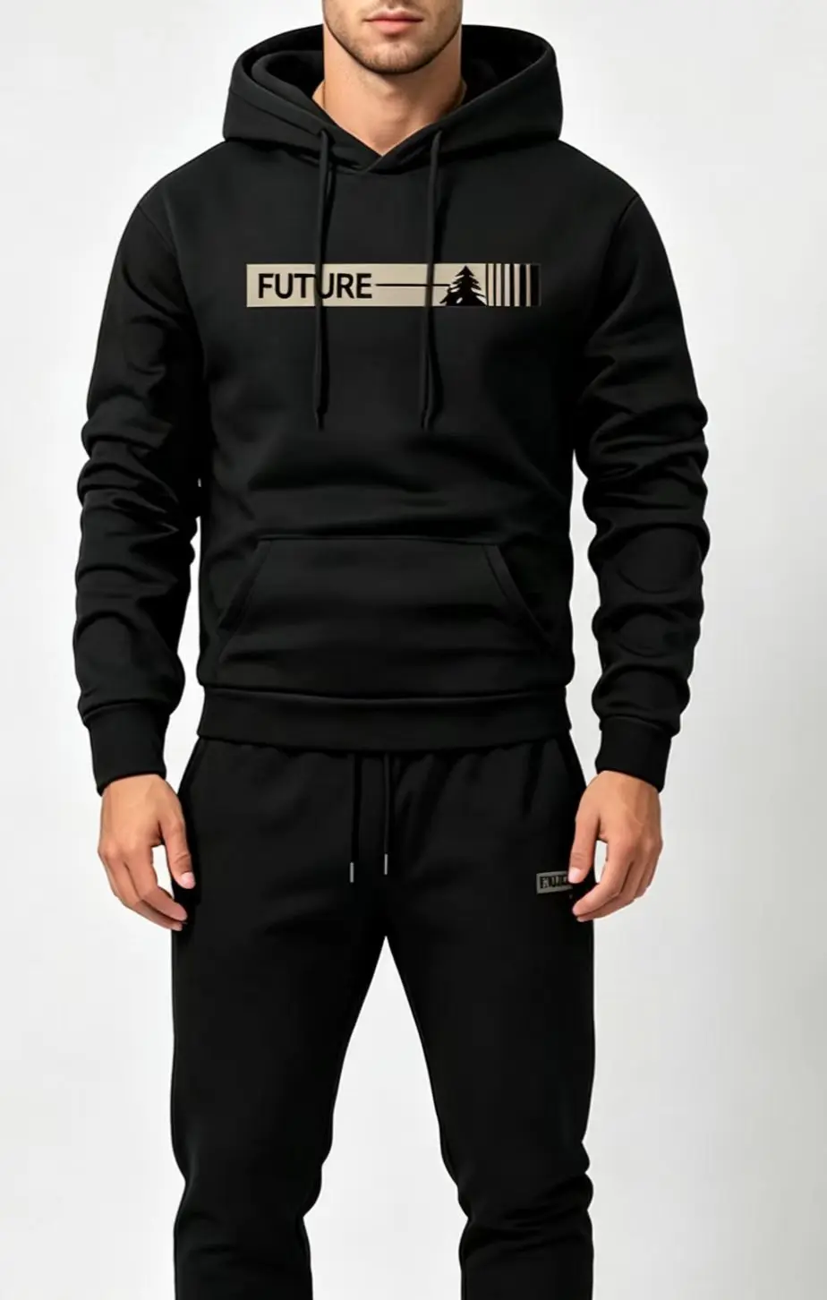 Men 2 Piece Tracksuit FUTURE Print Hoodie and Jogger Pants Set