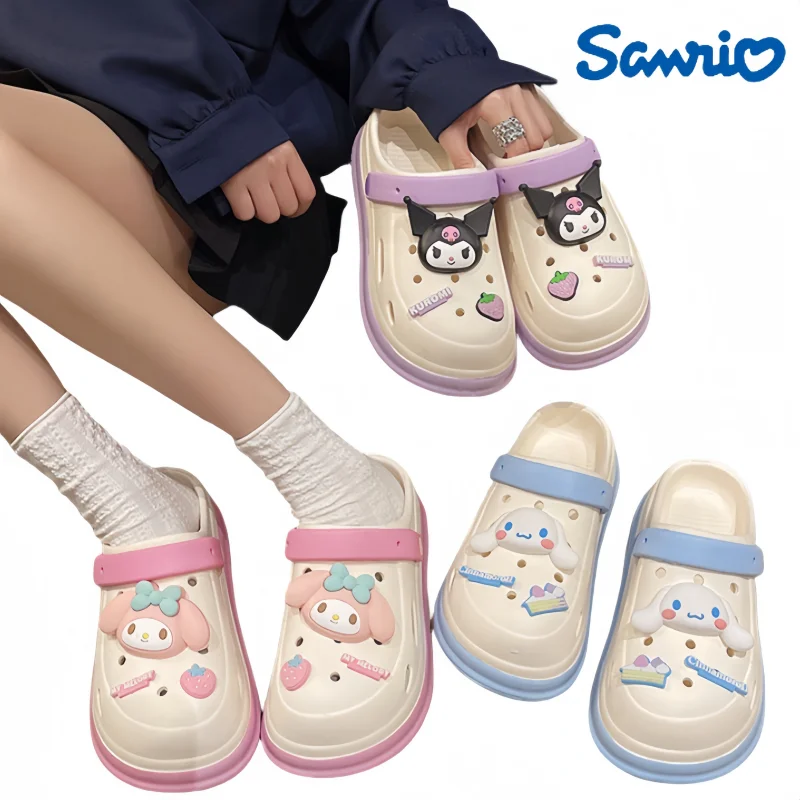 

Sanrio Hello Kitty EVA Cartoon Hole Shoes Cute Ins Slippers Beach Shoes Can Be Worn Over The Top Holiday Gifts Girls Kuromi Home