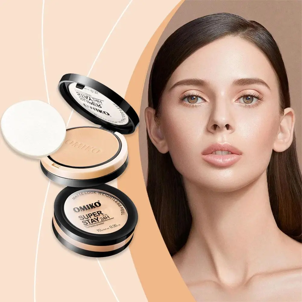 Nowy 3-kolorowy puder do makijażu Rozjaśniający puder do twarzy Kontrola oleju Kosmetyki Baza pod makijaż Puder do makijażu Nude Foundation Pressed X7P3