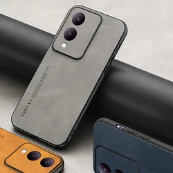 For VIVO Y17S Case on Luxury Lambskin Leather Soft Suede Fabric Vintage Shockproof Cover for Vivo Y21 Y32 Y33S Y50 Y30 Y17s