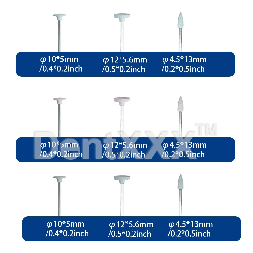 ชุดขัดเรซิ่นคอมโพสิตพอร์ซเลน 12 ชิ้น/กล่อง รุ่น HP0312 สำหรับเครื่องมือขัดซิลิโคนแบบแท่งความเร็วต่ำ HP