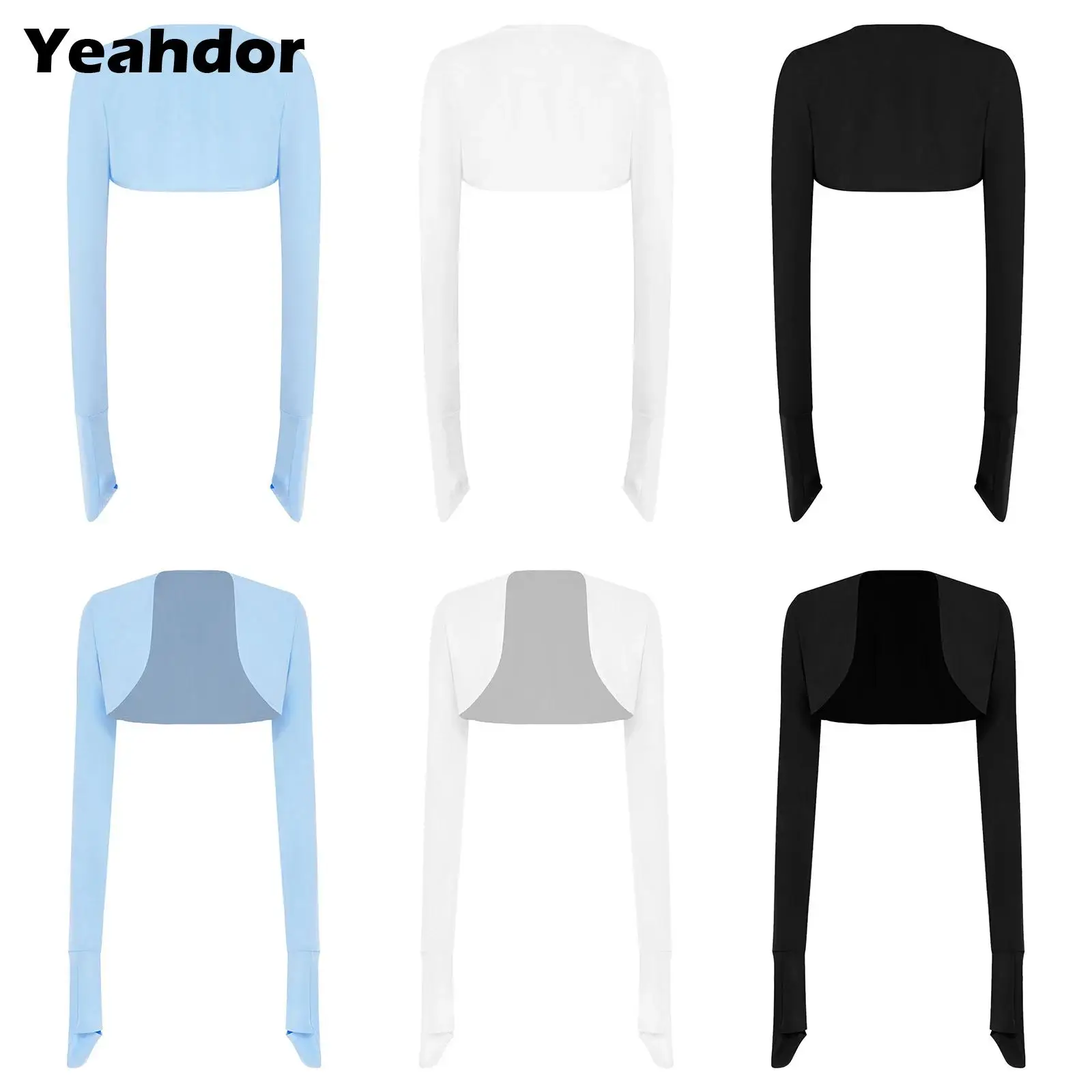 Women Anti-scratch Open Front Crop Tops Long Sleeves Nursing Home Cardigan with Stay-on Scratch Mitts Adaptive Clothes