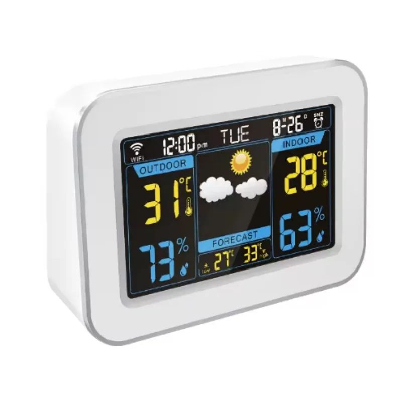 

VA Color Screen Thermohygrometer Weather Station Alarm Clock Garden Freezer Storage
