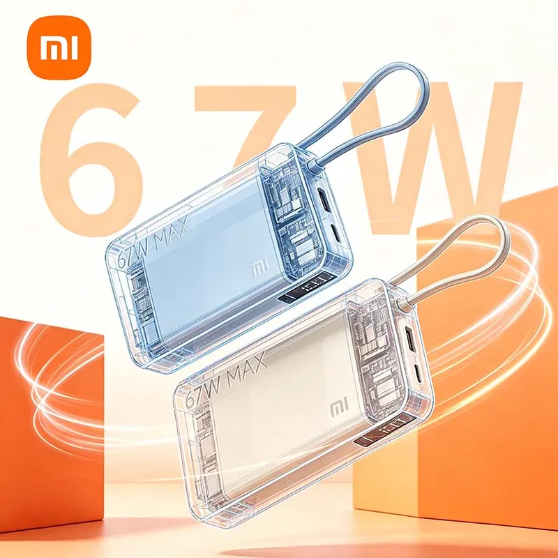 Xiaomi 20000mAh 67W Max Portable External Battery Power Bank with Built-in USB-C Cable & Digital Display for iPhone 17+ MacBook