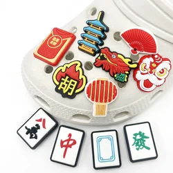 1 Stuks Chinese Rode Stijl Pvc Schoen Bedels Accessoires Leeuw Dans Mahjong Schoenen Bovenste Pins Decoratie Sandalen Gesp Kid Party Cadeau