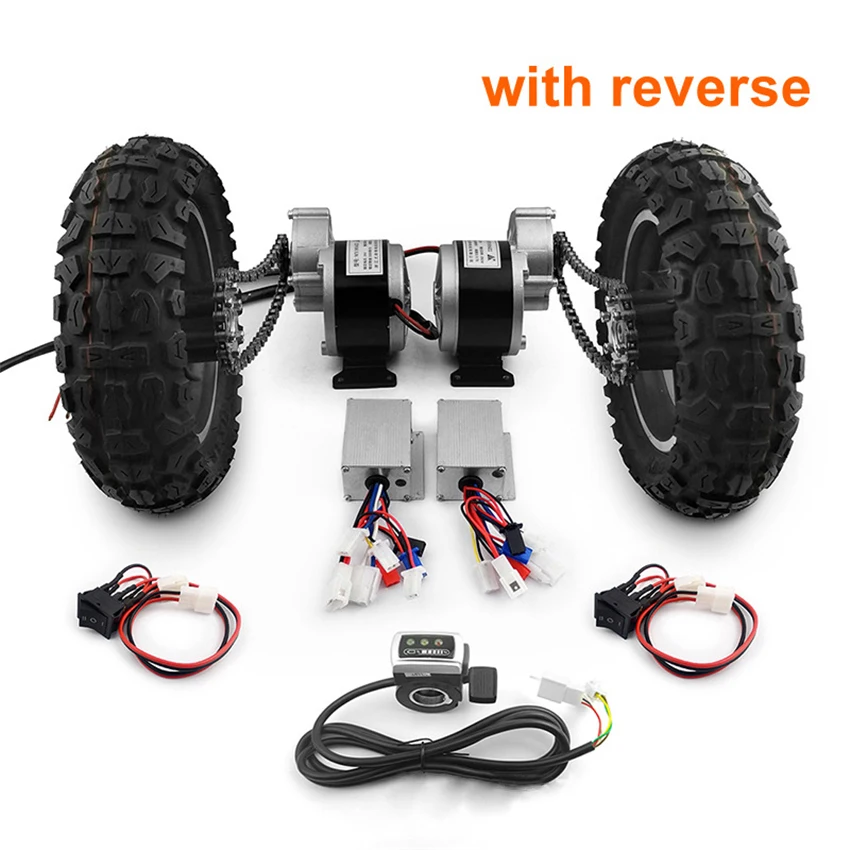 2 * 250W 10 Inch Dual Drive Pneumatic Wheel Reverse Electric Conversion Kit For Easy Carrying Of 200kg Handcart Flatbed