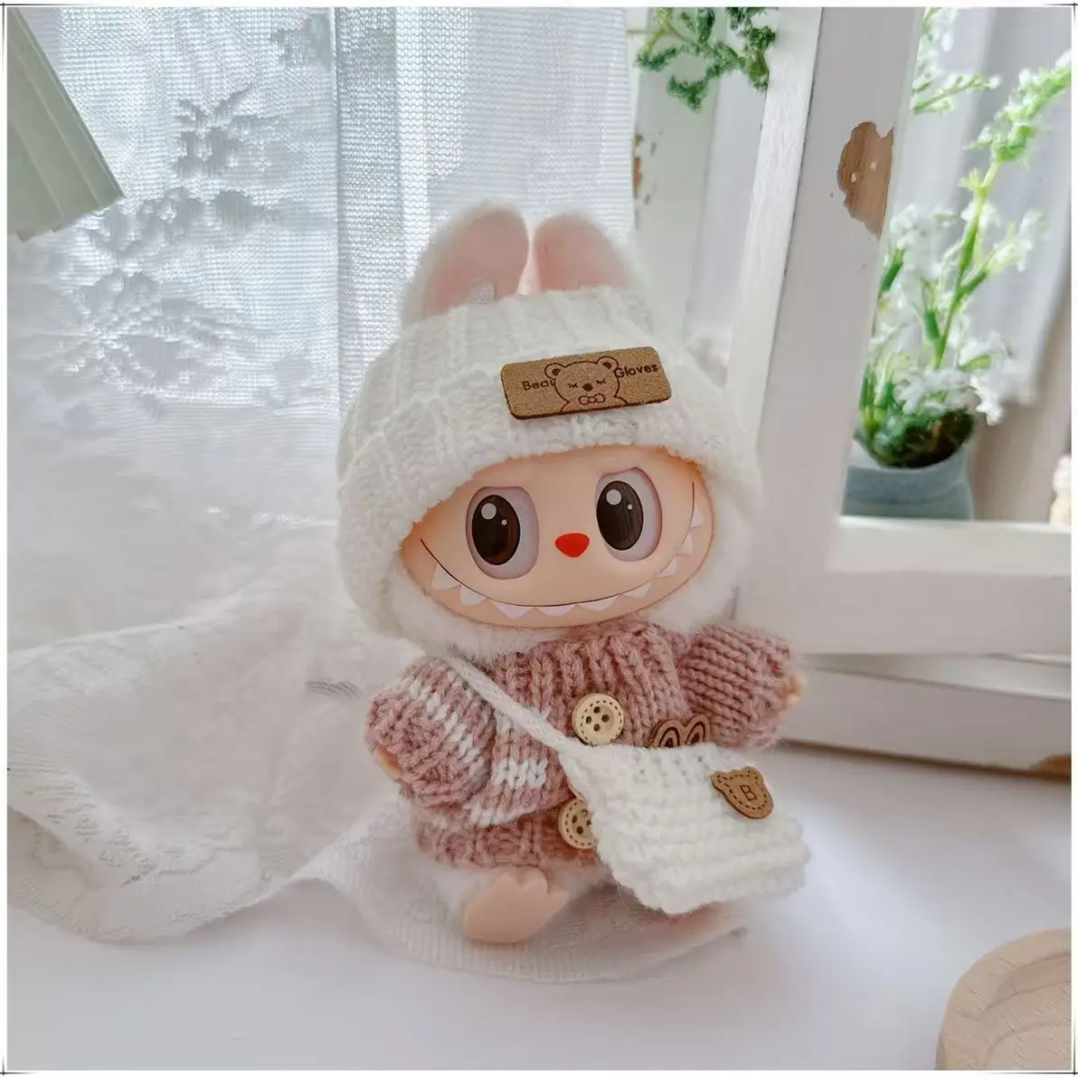 

17 см милая мини-плюшевая кукла, одежда, аксессуары для Кореи, Kpop Exo Labubu Idol, куклы, свитер с кроликом, одежда, сделай сам, детский подарок
