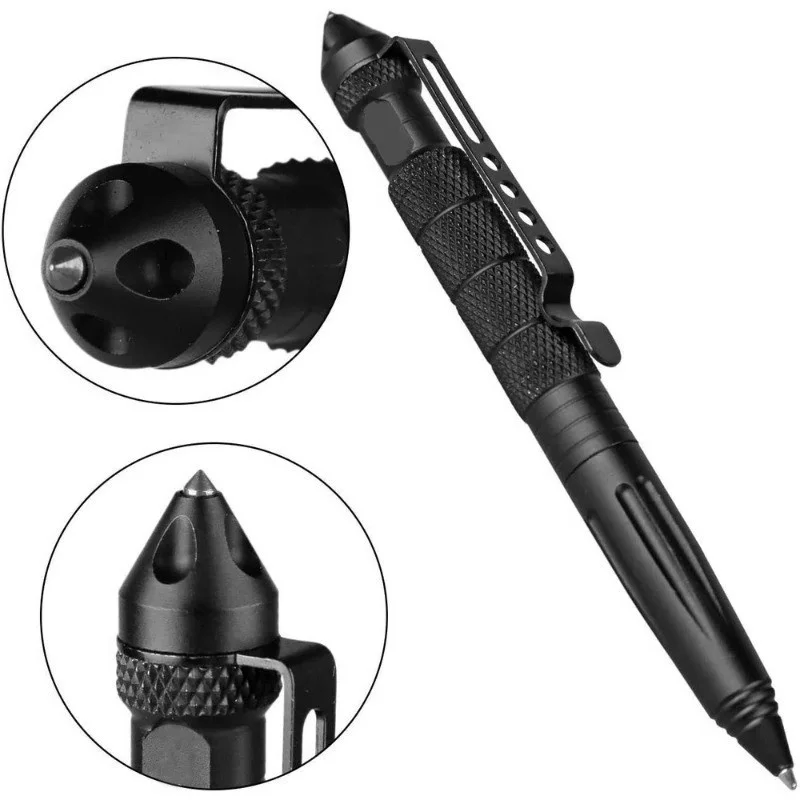 Multi-Functional Alloy Military Tactical Pen School Student Office Ballpoint Pens Wilderness Survival EDC Tool Glass Breaker Pen