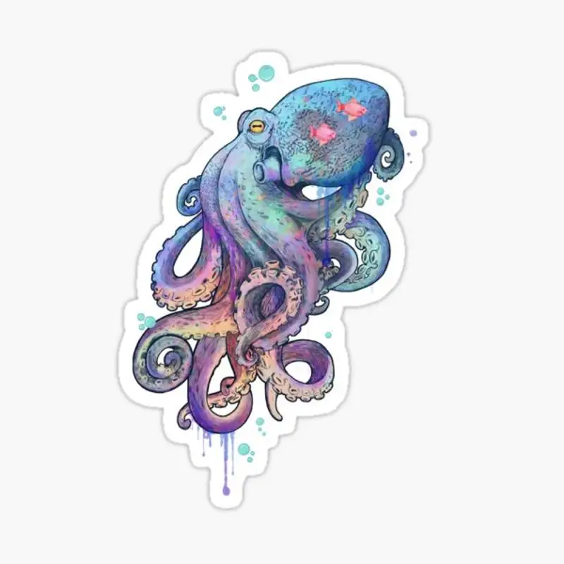 octopus  Sticker for Laptop Decor Bedroom Car Cute Cartoon Art Fashionable Public Suitcase