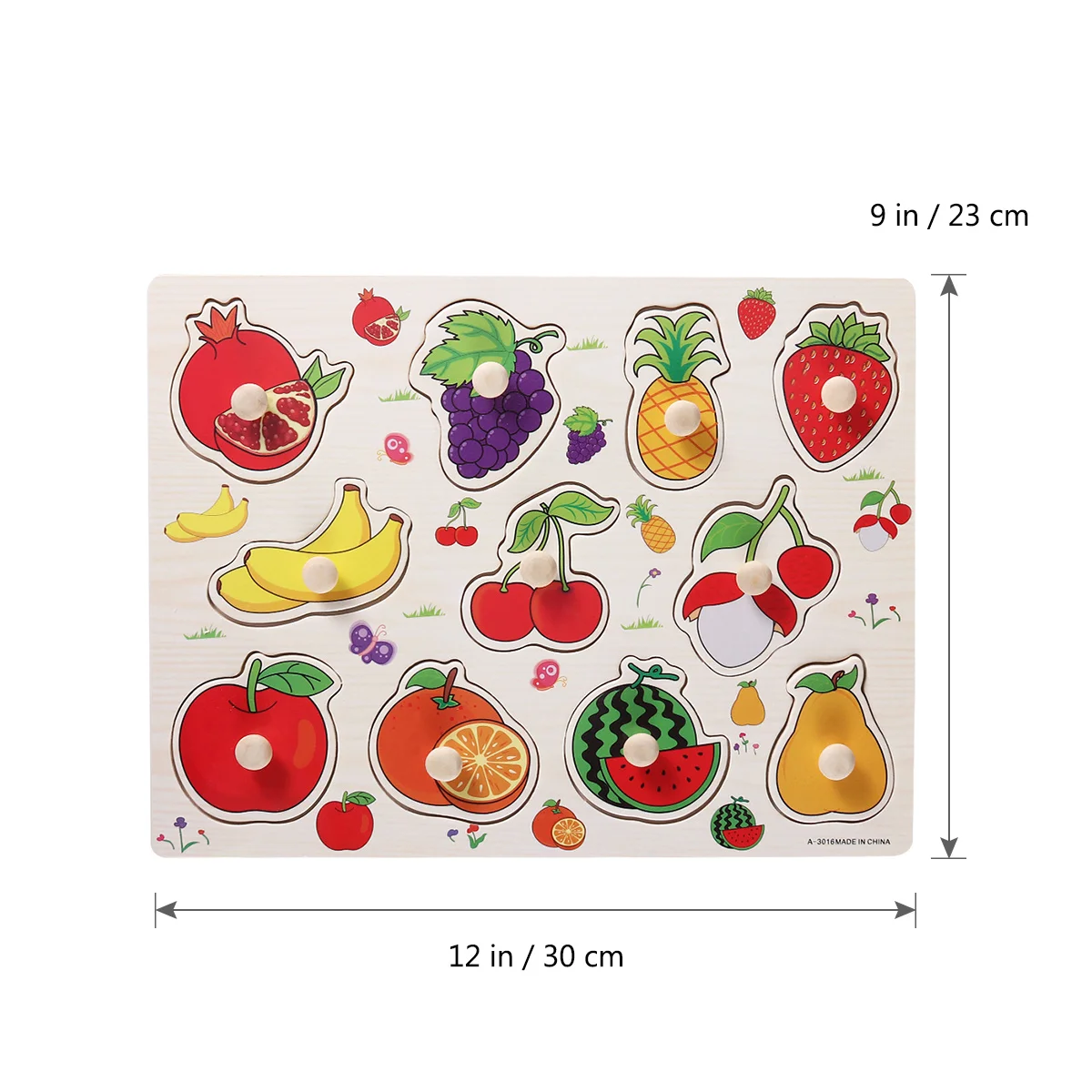 2 szt. Drewniane puzzle z prawdziwego drewna, puzzle z gałkami dla maluchów, gra edukacyjna do sortowania kształtów i dopasowywania, narzędzie edukacyjne z owocami i warzywami