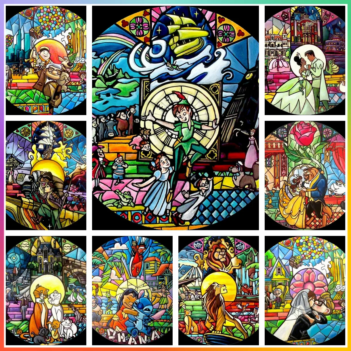 Kaleidoscope Glass Princess Disney Diamond Painting Cross Stitch 5D DIY Art Puzzle Mosaic Embroidery Set Home Decor New Arrivals