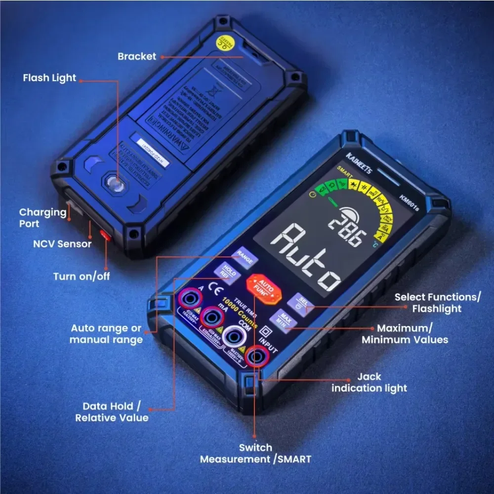 KM601S Digital Smart Multimeter 9999 Counts Professional Tester Multimetro True RMS Multimeter Voltage Meter