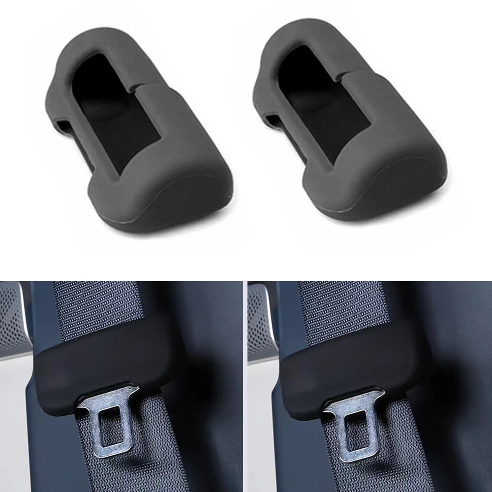 

2 pcs For Tesla Model 3/Y Seatbelt Buckle Protective Cover Silicone Collision Avoidance Red Black Car Safety Belt Clip Protector