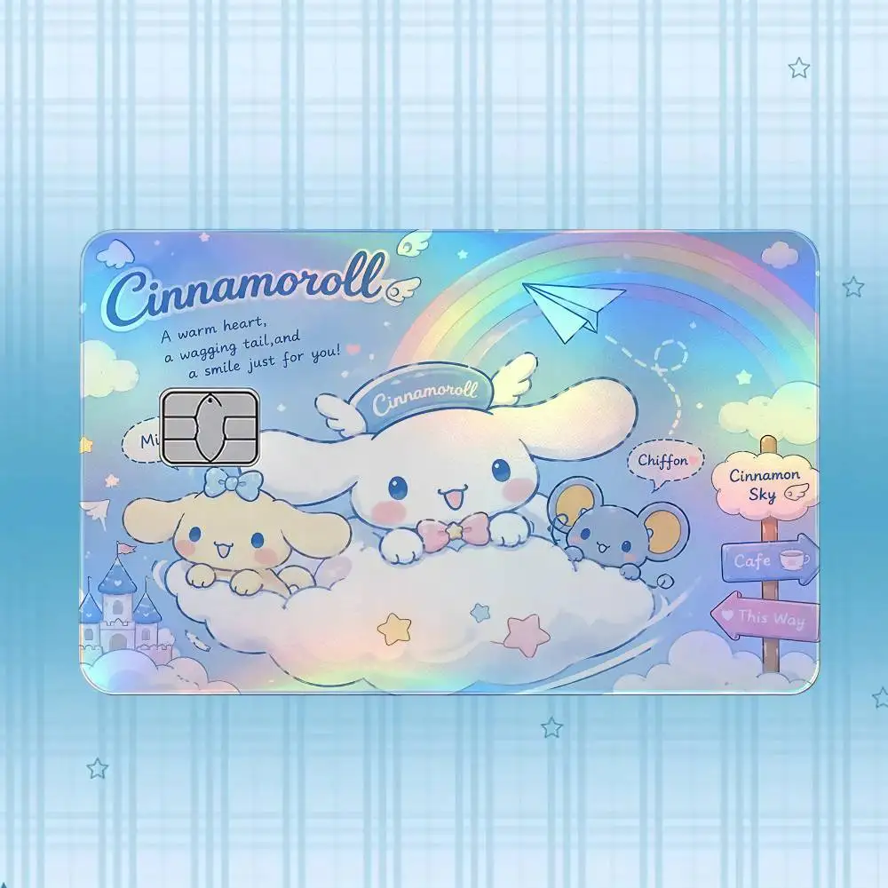 C-Cinnamoroll Laser-Holografischer Karten-Skin-Aufkleber für Kredit- und Debitkarten – 4 Stück/Set, wasserfester, kratzfester Schutz – Detail 10