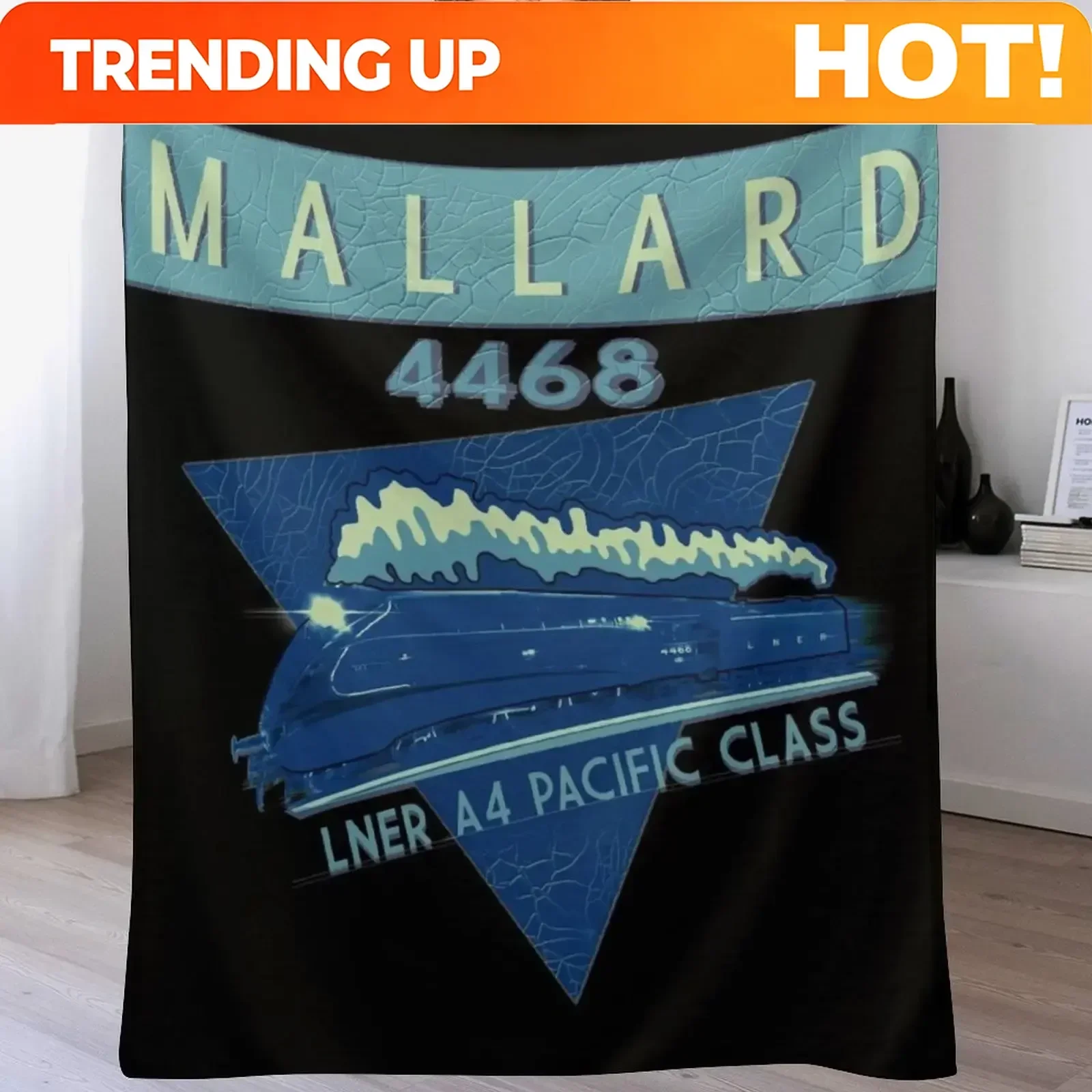 Custom The Legendary Mallard Pacific Class Steam Train Locomotive Engine Throw Blanket Plush Fuzzy Cozy Blanket For Couch Sofa