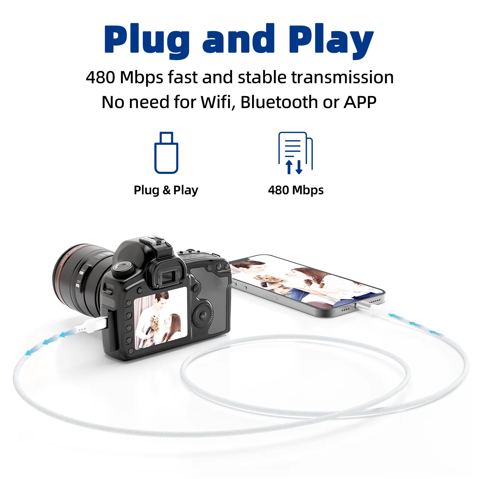 MFi معتمد البرق إلى مايكرو USB كابل محول الكاميرا OTG استيراد صور فيديو النايلون مضفر لكانون M6 سوني A7 نيكون DSLR