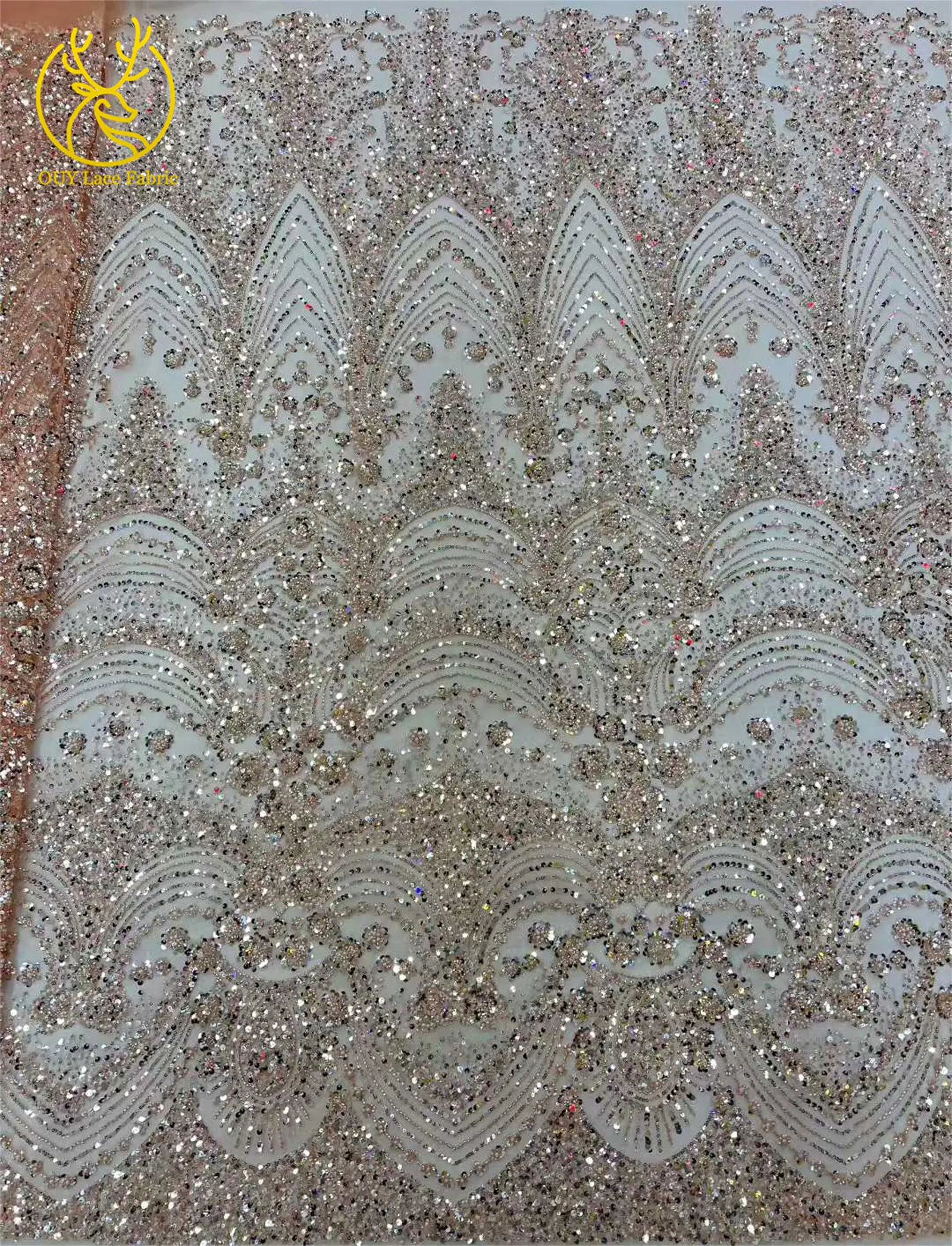 2026 Luxuriöser Afrikanischer Bräutigam Stickerei-Perlen-Spitzenstoff Hochwertiger Französischer Pailletten-Spitzenstoff für Brautkleid-Material – Detail 10