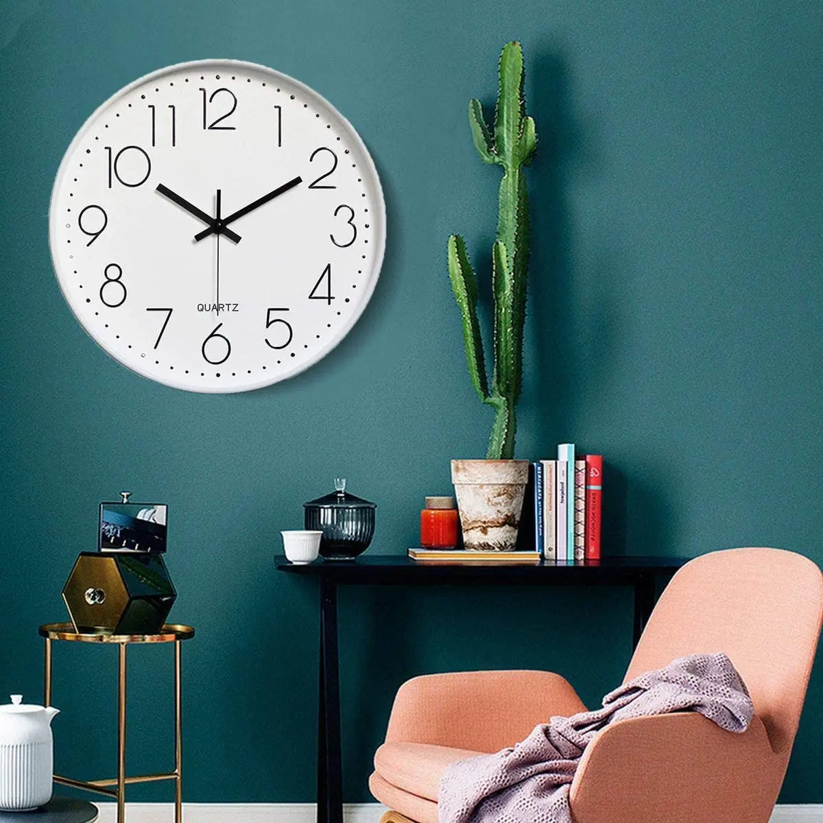 

BAAE Modern Wall Clock 10 Inch Silent Non-Ticking Decorative Battery Operated Quartz Clock for Living Room Home Office A