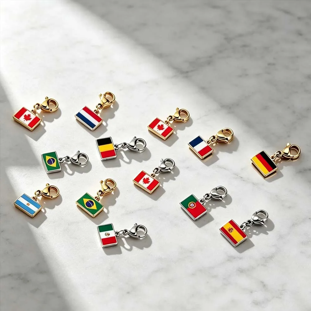 National Country Flag Custom Charm Necklace Personalized DIY Pendant Gift For Women Men Couple Chain Stainless Steel Jewelry view 3