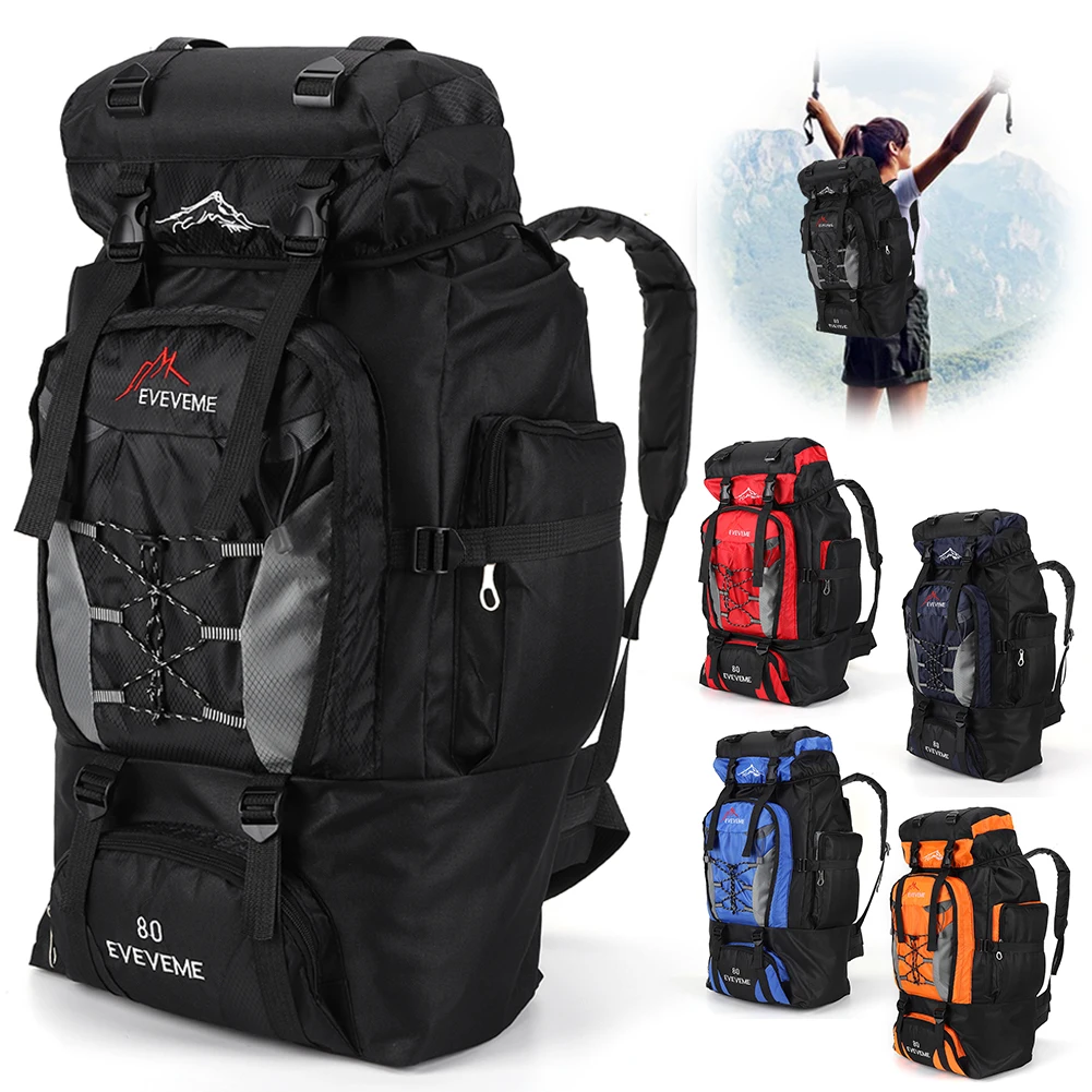 80L Mountaineering Backpack Large Capacity Hiking Backpack Adjustable Strap Mountain Climbing Rucksack Travel Accessories