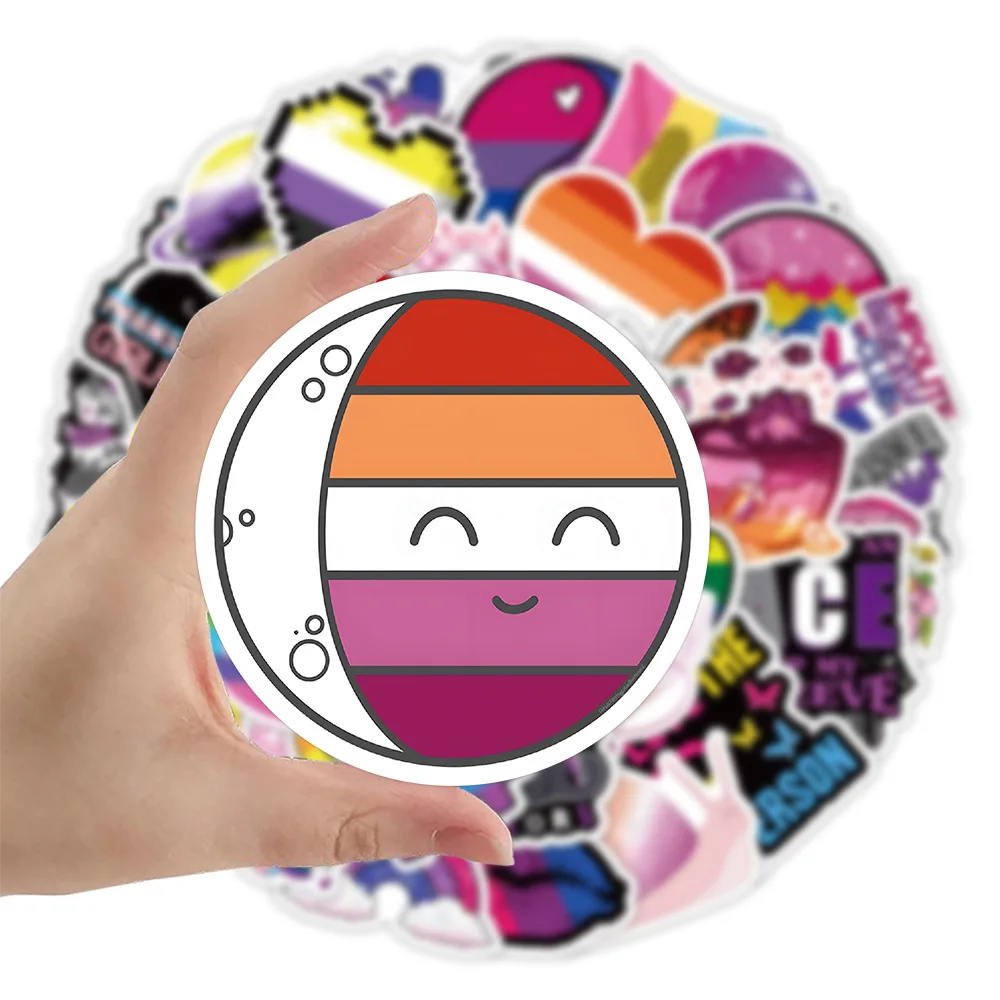 50/100pcs Gay Pride Stickers Rainbow Stickers in Bisexual Stuff Colorful LGBTQ Sticker for Water Bottle Laptop Motor Phone