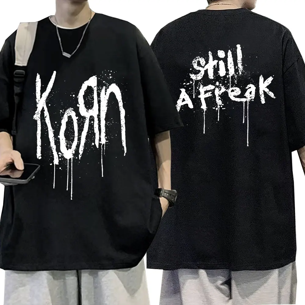 Korn Music Concert Rock Band WORLD TOUR T Shirt Men\'s Vintage Metal Gothic Oversized T-shirt Streetwear Short Sleeve T Shirts