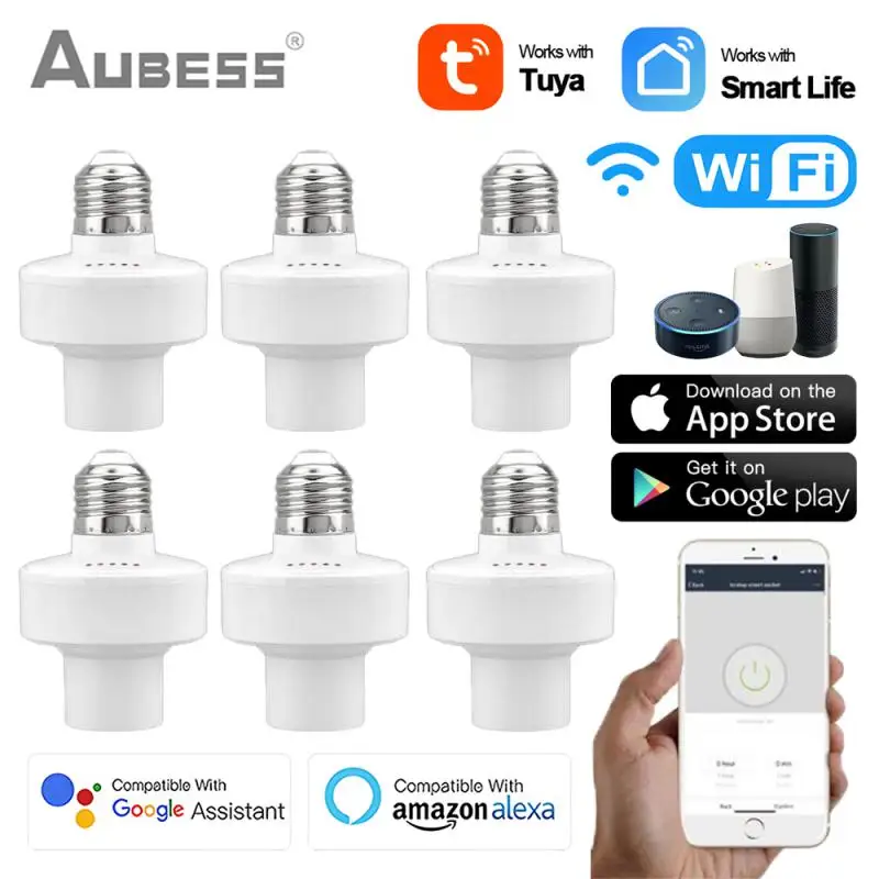 

WiFi Smart Light Bulb Adapter Lamp Holder Base AC Smart Life/Tuya Wireless Voice Control With Alexa Google Home E27 E26 65-265V