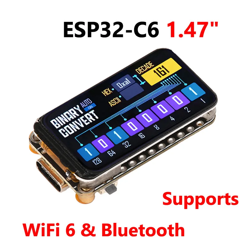 

ESP ESP32-C6 1.47inch Display Development Board 172×320 Supports WiFi 6 & Bluetooth ESP32 1.47 inch Touch Display Type-C