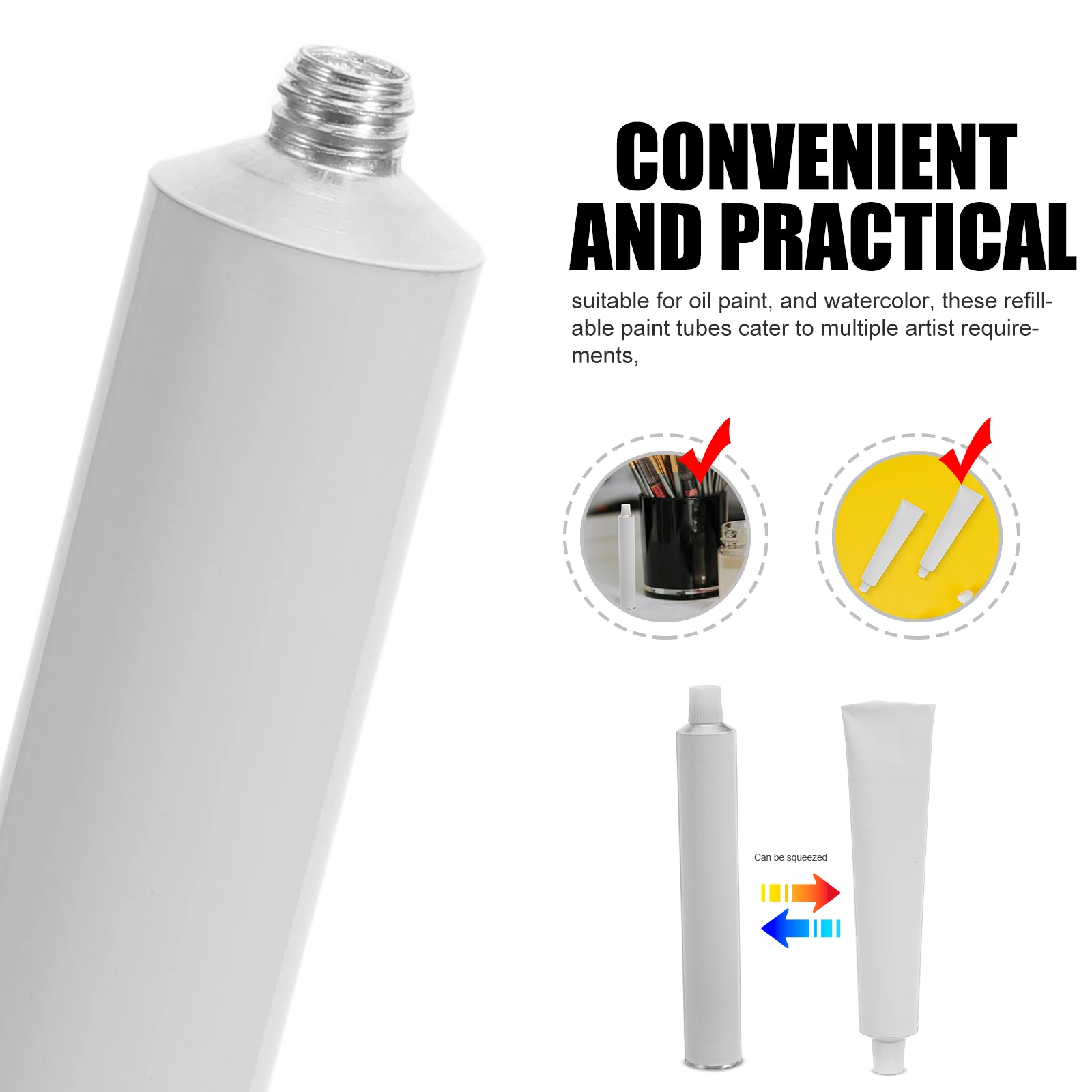 10 tubi di vernice vuoti ricaricabili in alluminio, contenitori per olio, acrilico, acquerello, gouache, per artisti professionisti