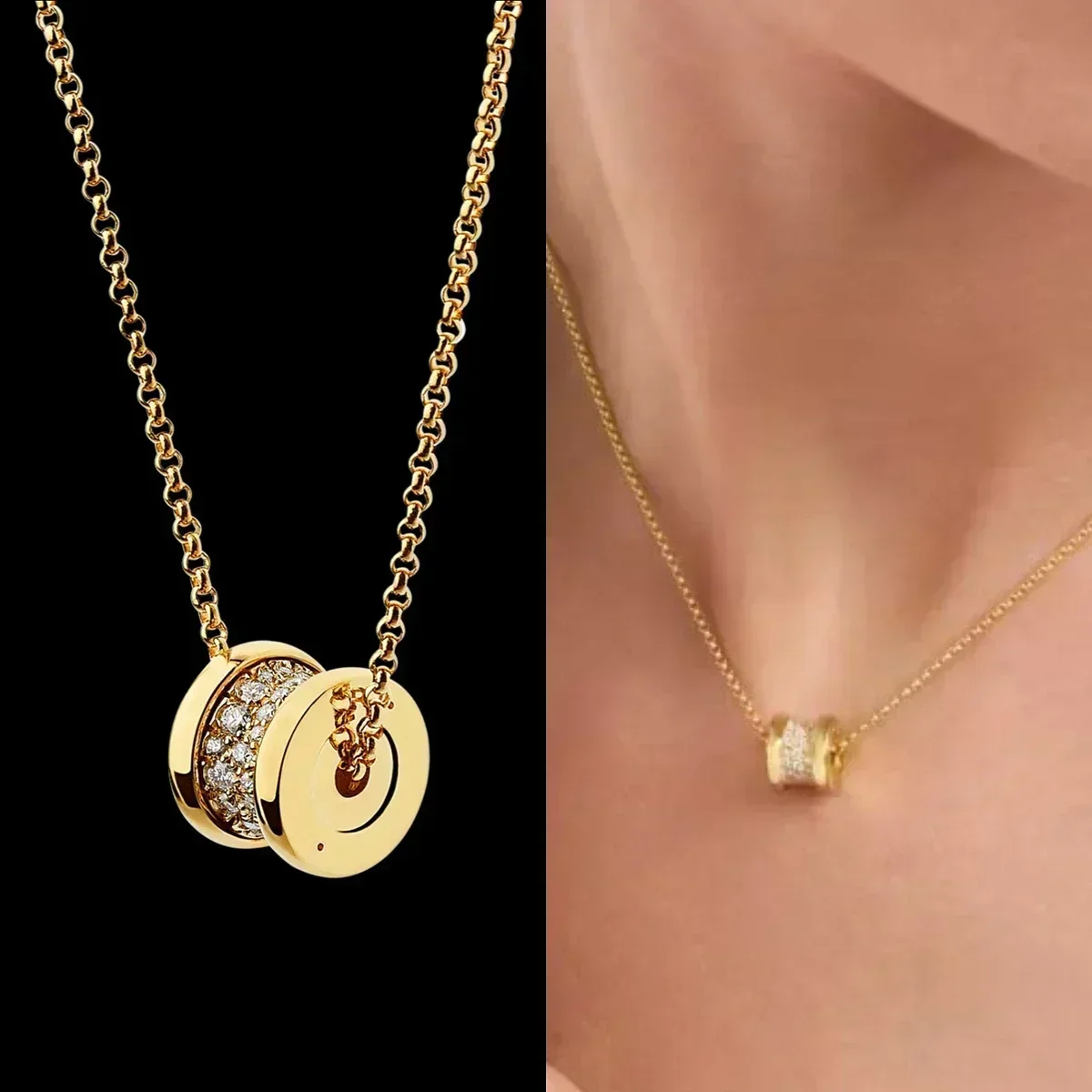 2025 مجوهرات عصرية عالية الجودة موضة كلاسيكية تمهيد الماس قلادة صغيرة مستديرة للنساء مجوهرات هدية