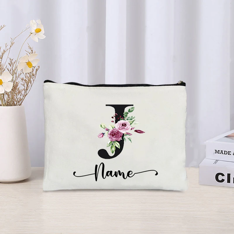 Custom Name Letters Cosmetic Storage Bag Women Travel Toiletry Pouch Luxury Wedding Bridesmaid Gifts Makeup Bag for Ladies Purse