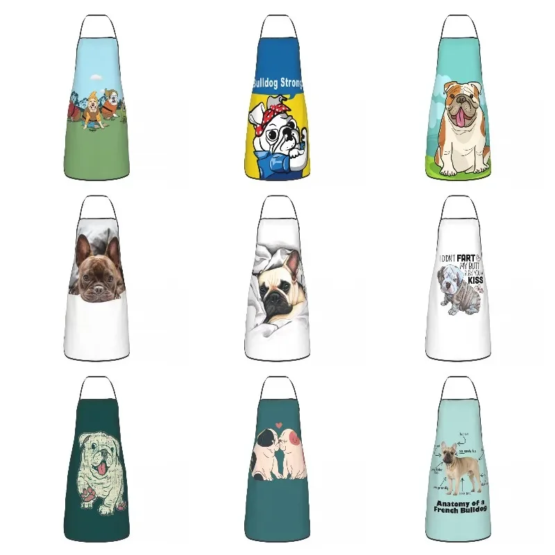 Custom Bib The Bulldog Dwarves Apron for Men Women Unisex Adult Chef Cooking Kitchen Pet Dog Lover Tablier Cuisine Baking