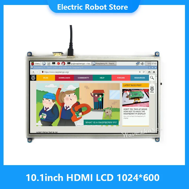 Waveshare 10.1inch HDMI LCD 1024*600 resolution Resistive Touch Screen Display for Raspberry Pi work as computer monitor