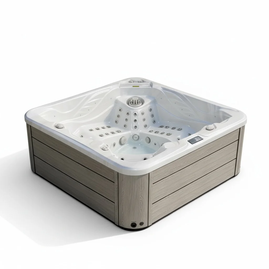 

Outdoor Hot Tub, 230x230x90cm 5-Person Whirlpool Spa, 103 Jets Freestanding Acrylic Massage Tub, ISO9001 Standard Home Spa
