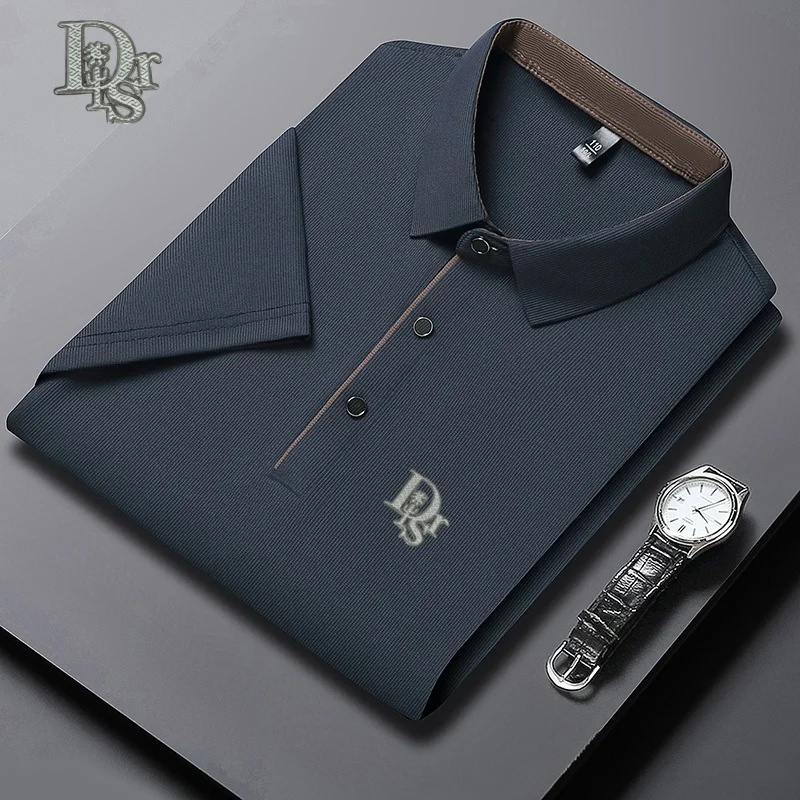 

2025 new fashionable breathable casual polo shirt men's short sleeved business summer high-end sports t-shirt short sleeved top