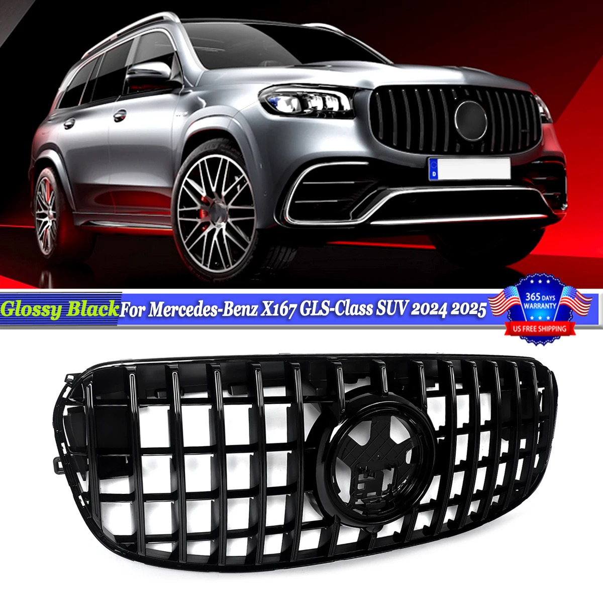 Rejilla de parachoques delantero GT para mercedes-benz GLS X167 SUV GLS450 GLS580 2024, rejilla de radiador de parachoques delantero, malla de parrilla