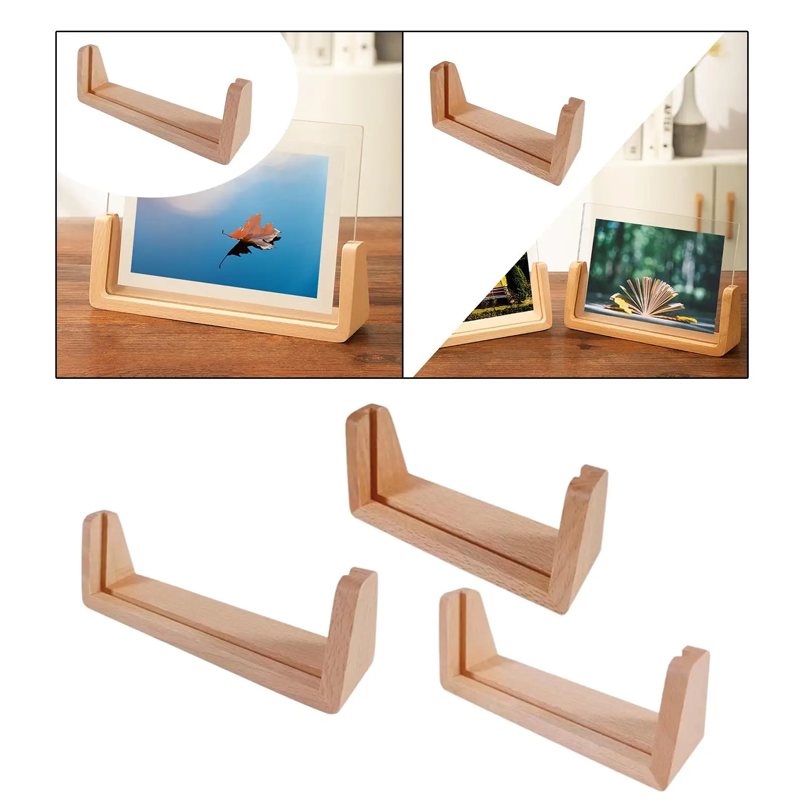 Wood Base for Sign Holder Table Number Holder Stand Versatile Vertical Picture Holder for Wedding Party Hotel Home Restaurant