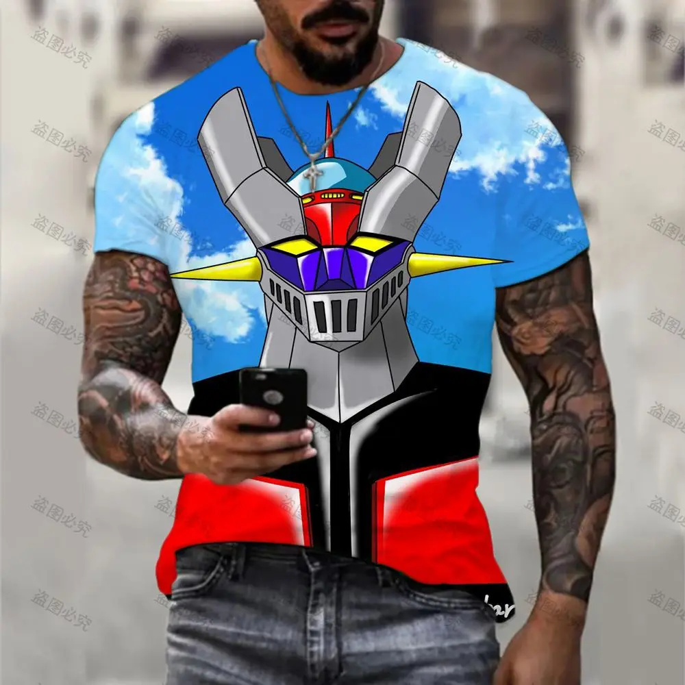 Men\'s T-Shirt Y2k Tops HD Print T-shirts Mazinger Z 2024 Essentials Oversized Harajuku Clothes High Quality Fashion New Cartoon