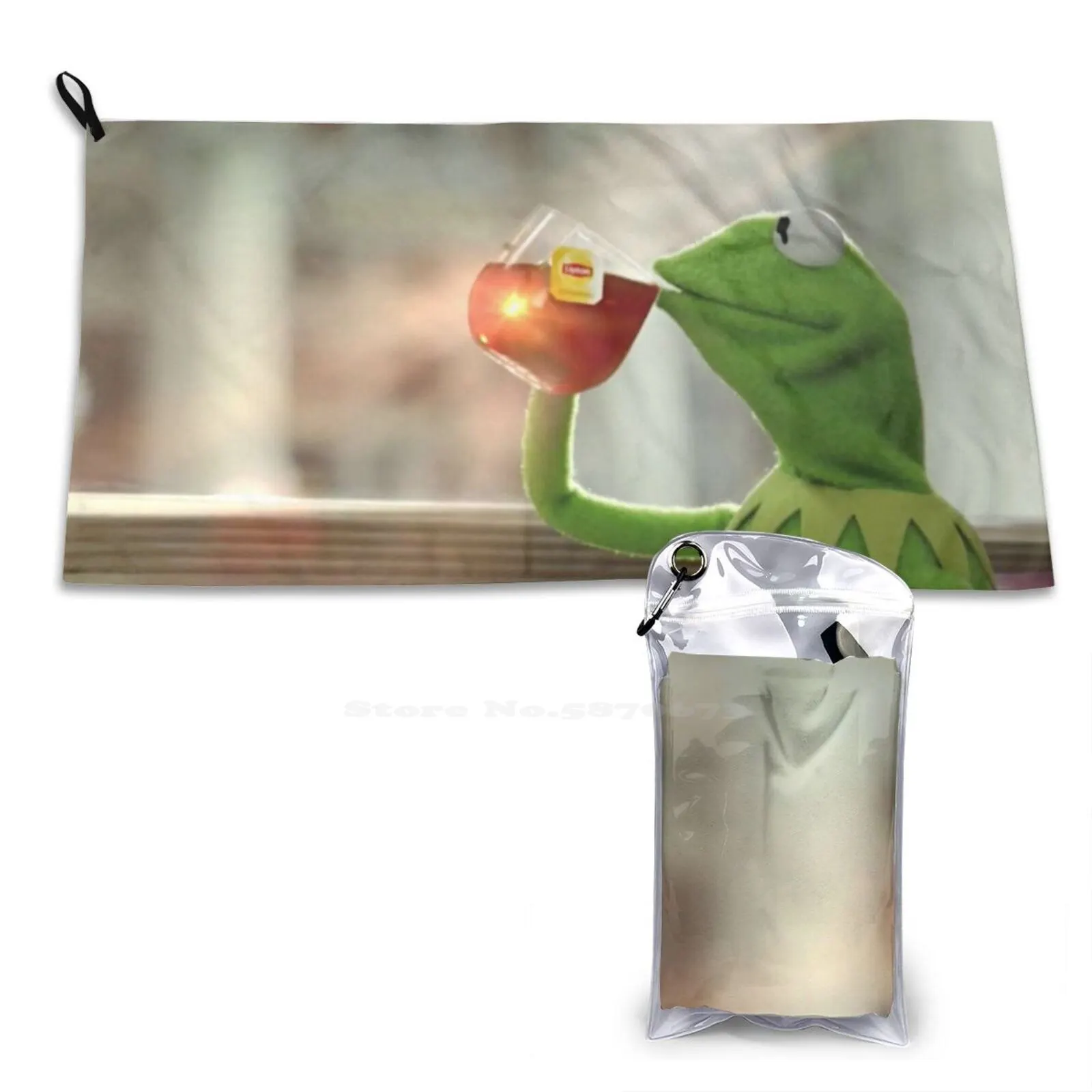 Nippend Thee Zachte Handdoek Snel Droog Strandlaken De Kikker Grappige Memes Grap Blij Populaire Koele Verfrissende Drankjes Drinken Verjaardag