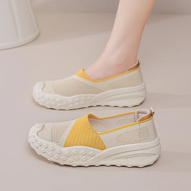 

2026 New Women's Summer Casual Slip-On Loafers Breathable Mesh Walking Shoes Thick Platform Sole Non-Slip Comfort Sneakers
