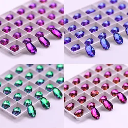 New Gradation Teardrop Glass Sew On Rhinestones Pear Shape Color Flatback Glass Stone стразы Sewing Rhinestones Wedding Dress