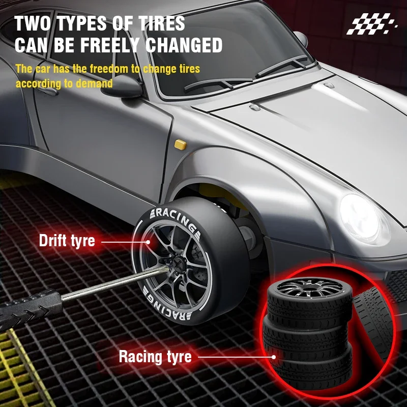 

1/24 RC Drift Car High Speed 15km/h Full-scale Dual Motor Remote Control 4WD Lights Vehicle Multiplayer Competition Kids Toys