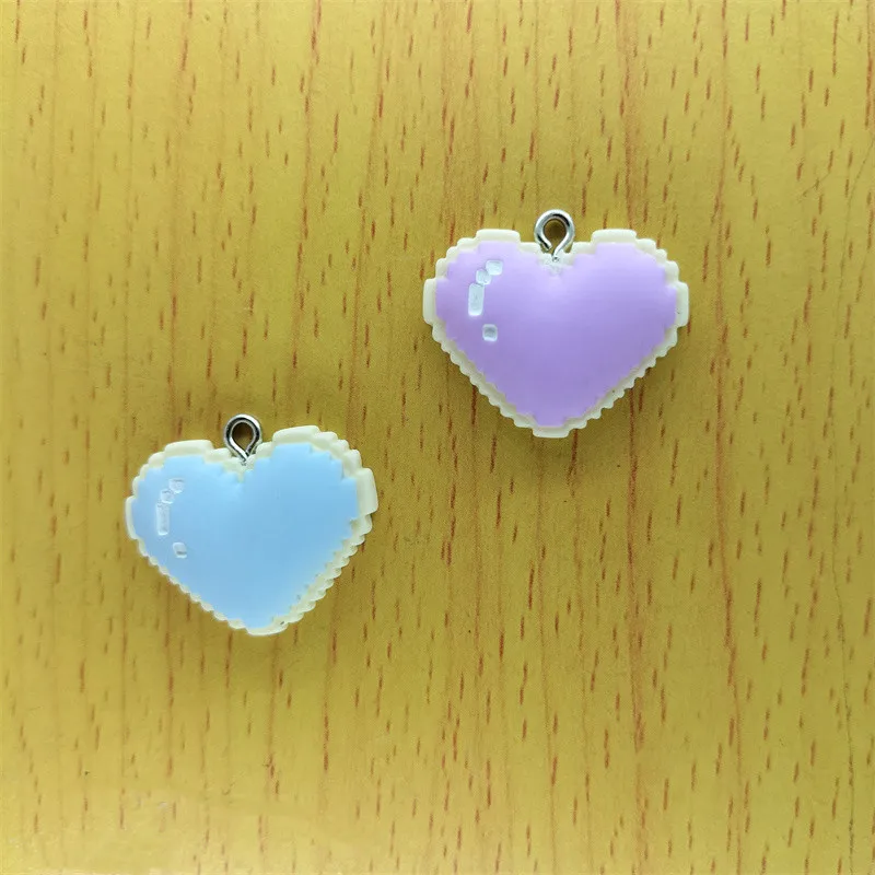 10pcs Resin Cartoon Heart Charm Purple Blue Heart Charms for Bracelet Jewelry making Earring Pendant Necklace Accessories