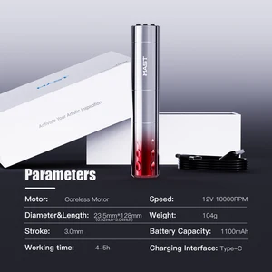 Mast Wireless Tattoo-Maschine, sofortige Startmodus, Coreless Motor, Permanent Make-up, Stiftversorgungen 6 Hauptverkäufe Permanentmaschine - №4